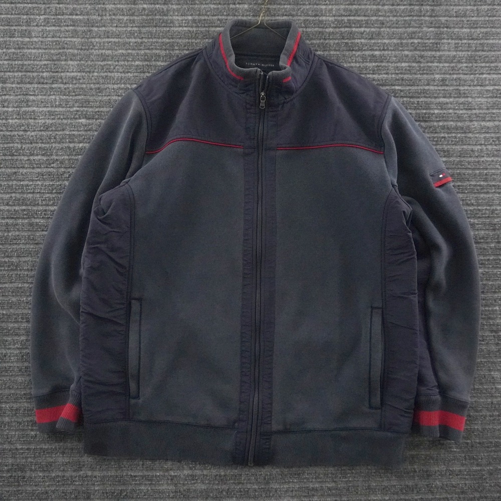 Tommy Hilfiger Track Jacket Mens XXL Navy Blue Full Zip Mock Neck Logo